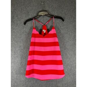 J. Crew Women's Top Size 4 Pink and Red Striped Scalloped‎ Cami Tank